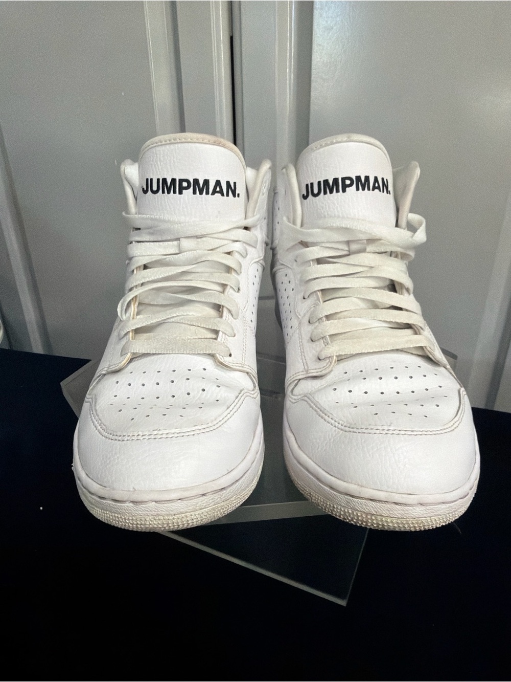Jumpman Men’s White Leather High-Top Sneakers Sz 11; Preowned